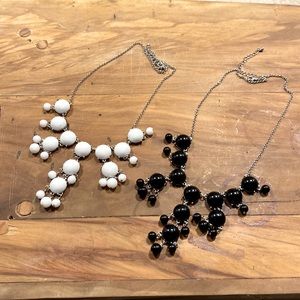 Pair of Black & White Bobble Necklaces